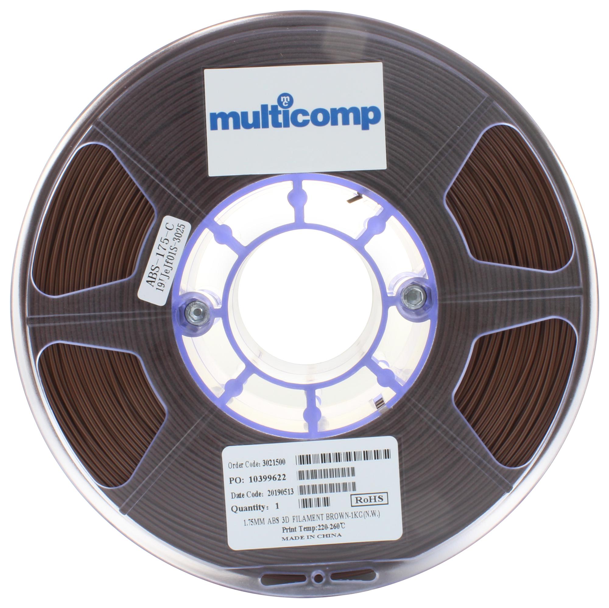 Multicomp Pro Mc011449 3D Printer Filament, Abs, 1.75mm, Brown