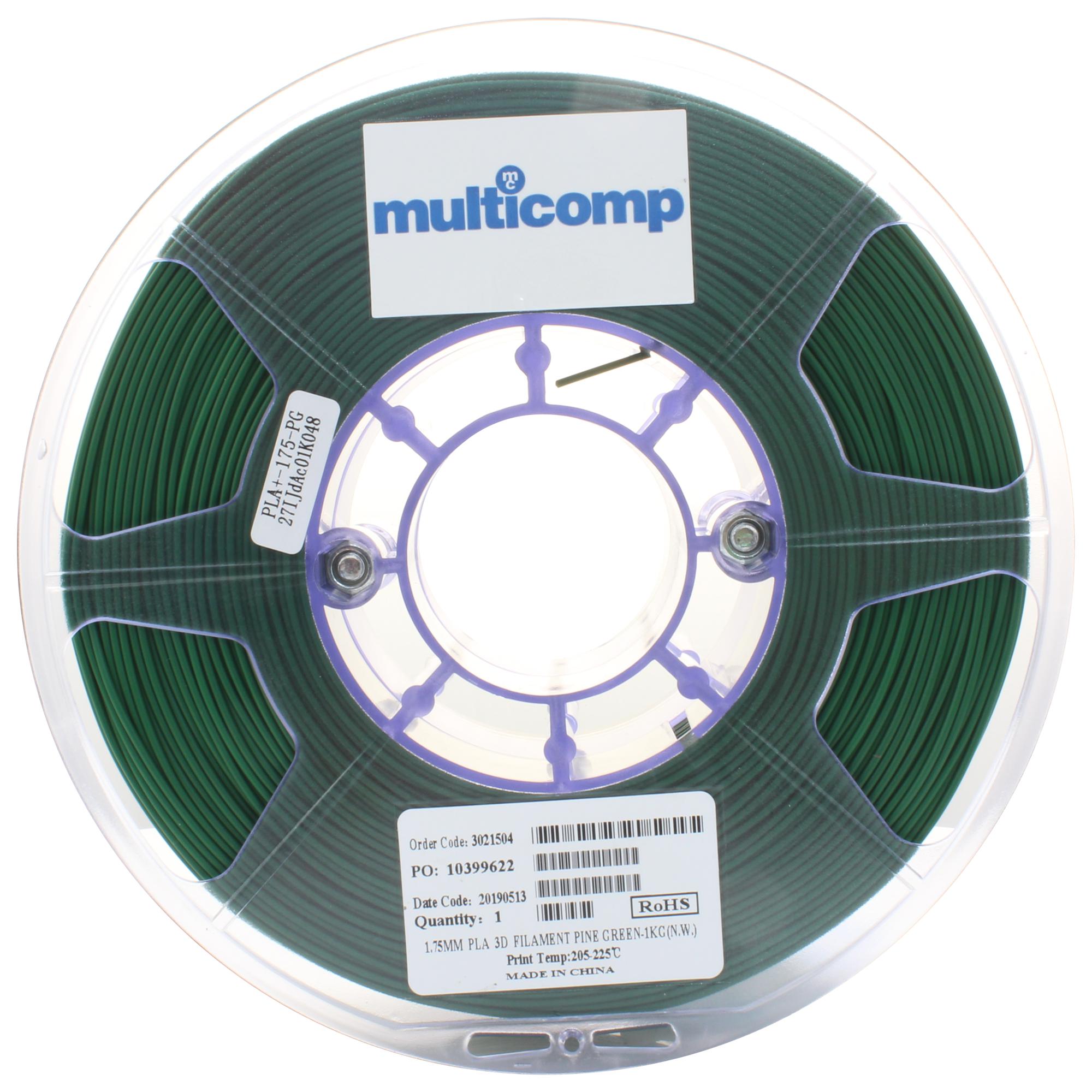 Multicomp Pro Mc011453 3D Printer Filament, Pla, 1.75mm, Green