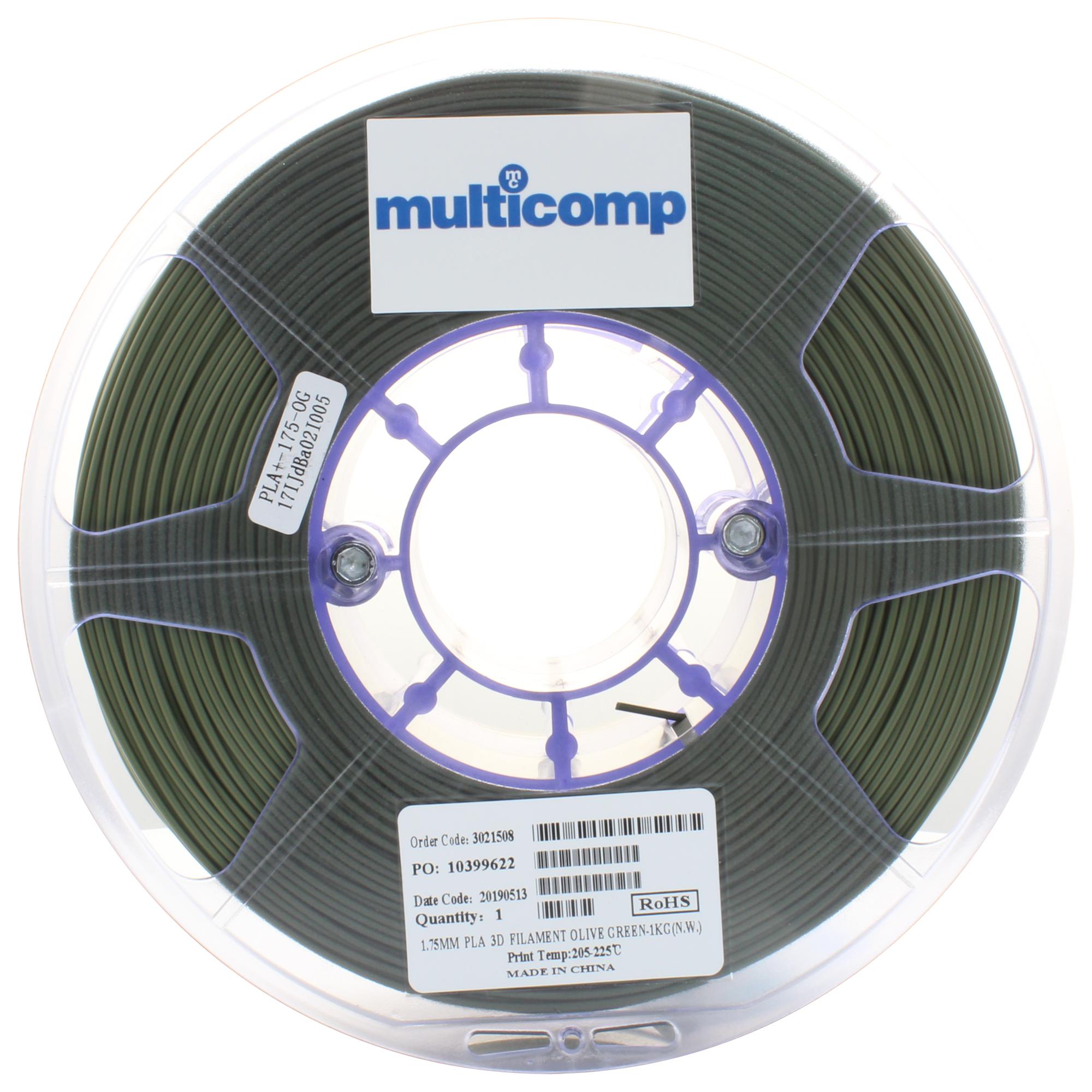 Multicomp Pro Mc011456 3D Printer Filament, Pla, 1.75mm, Green