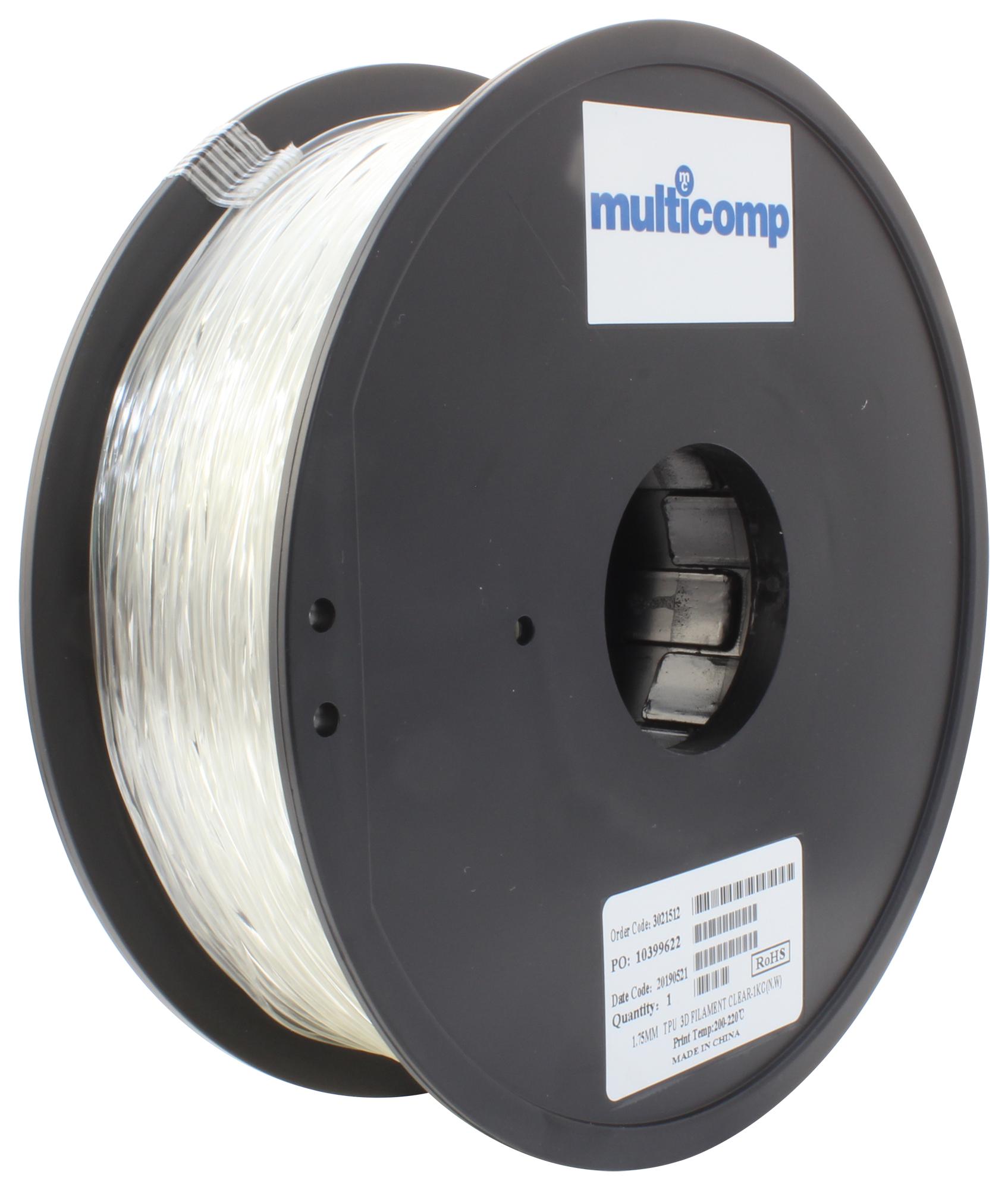 Multicomp Pro Mc011460 3D Printer Filament, Tpu, 1.75mm, Nat