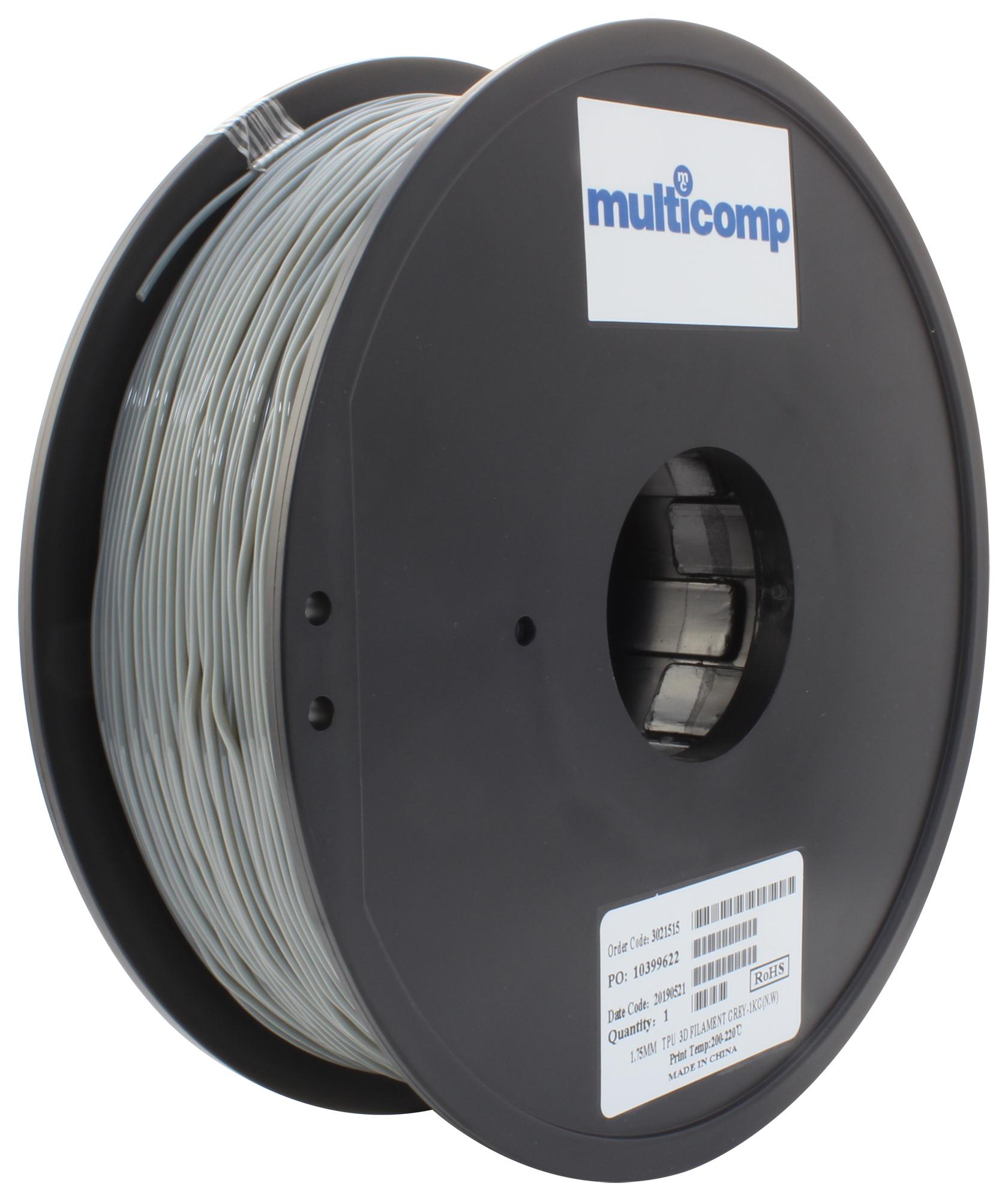 Multicomp Pro Mc011463 3D Printer Filament, Tpu, 1.75mm, Grey