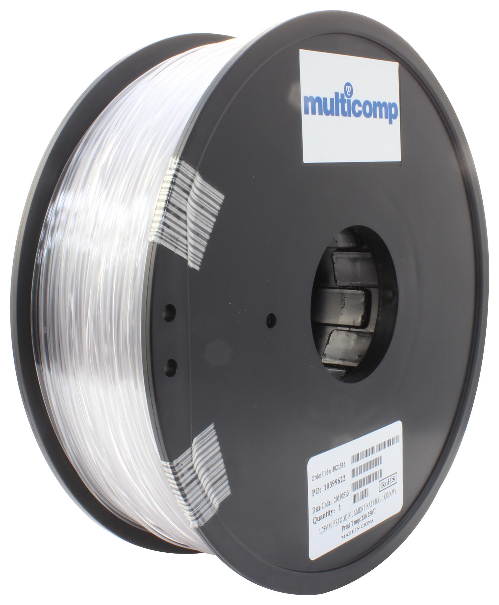 Multicomp Pro Mc011464 3D Printer Filament, Petg, 1.75mm, Nat