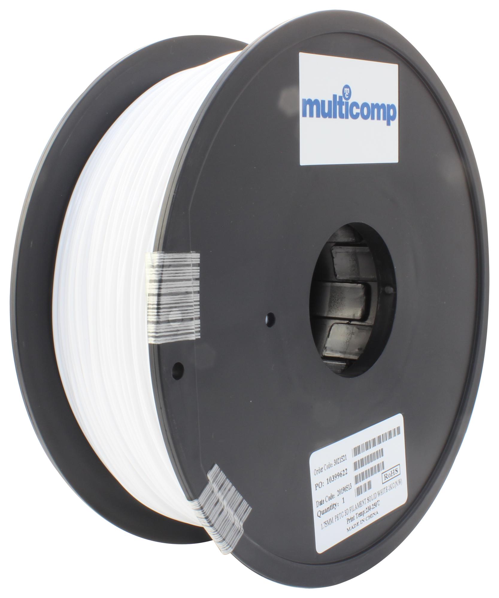 Multicomp Pro Mc011467 3D Printer Filament, Petg, 1.75mm, White