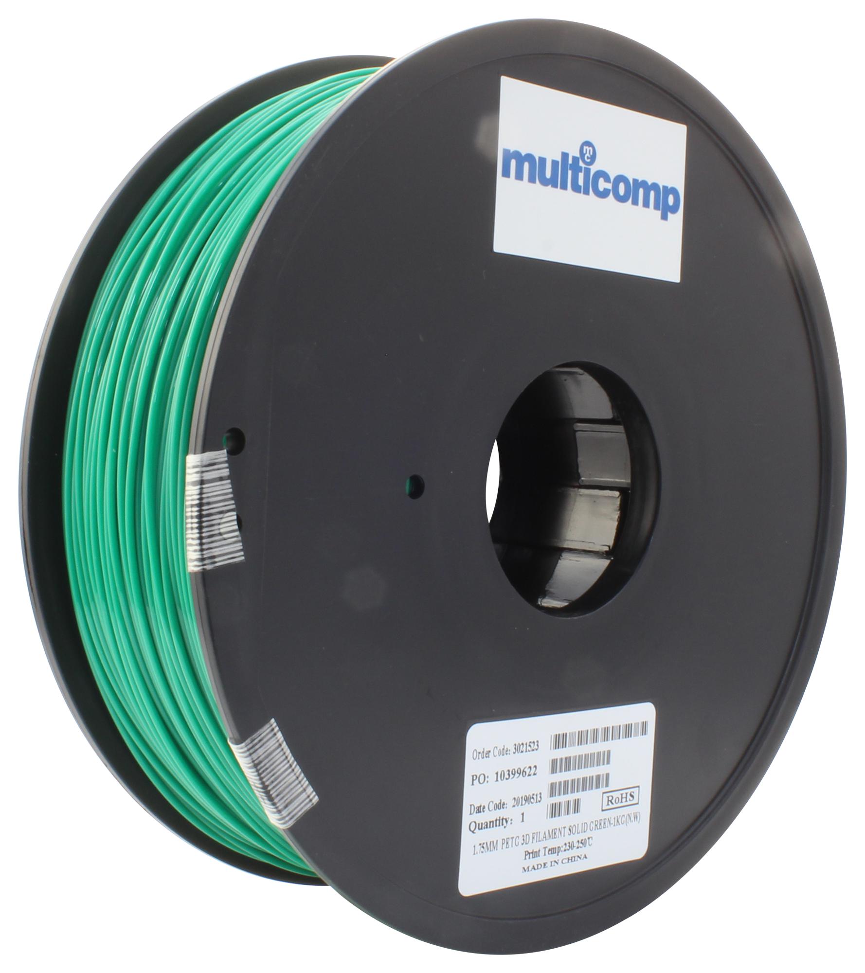 Multicomp Pro Mc011469 3D Printer Filament, Petg, 1.75mm, Green