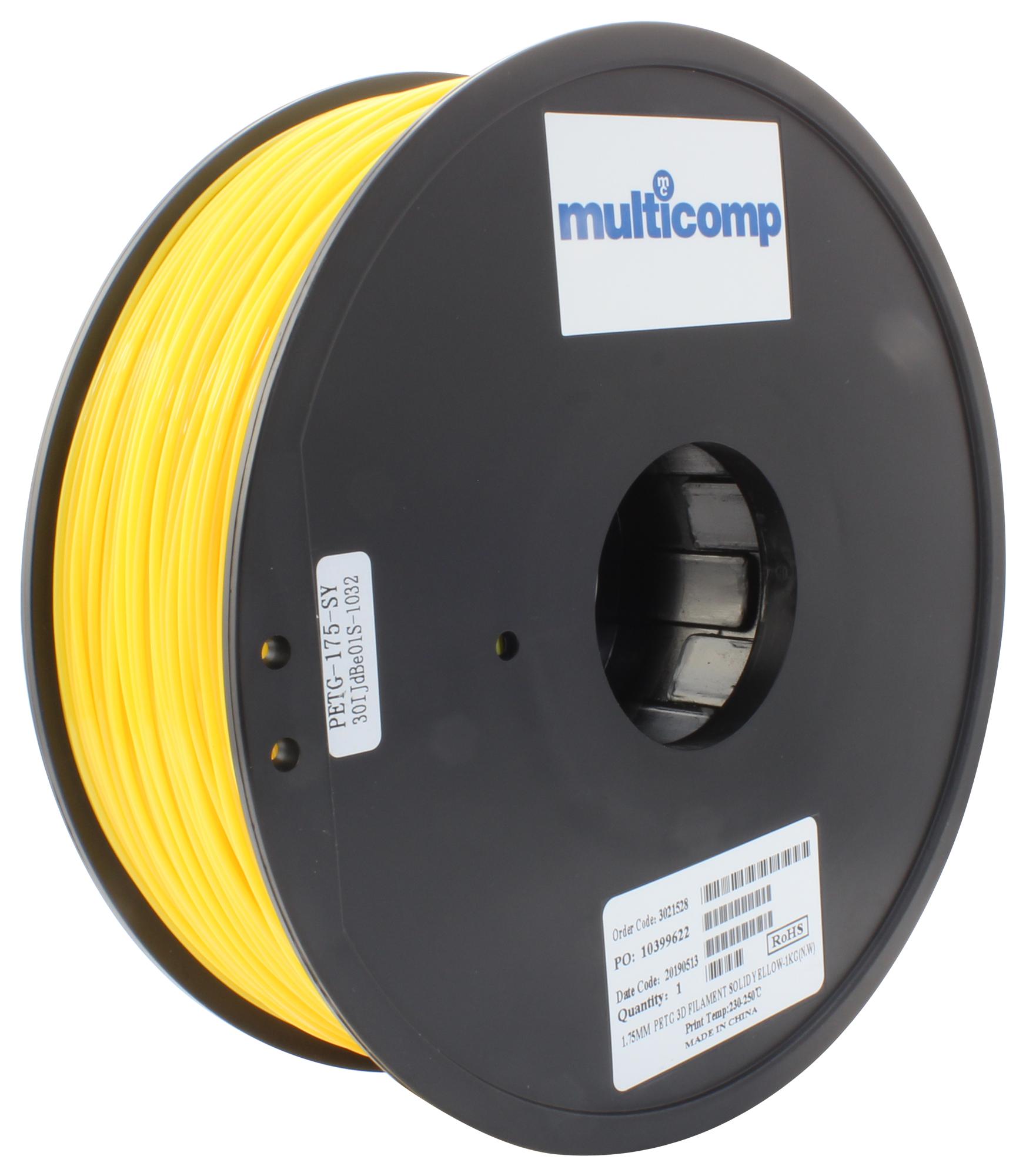 Multicomp Pro Mc011474 3D Printer Filament, Petg, 1.75mm, Yel