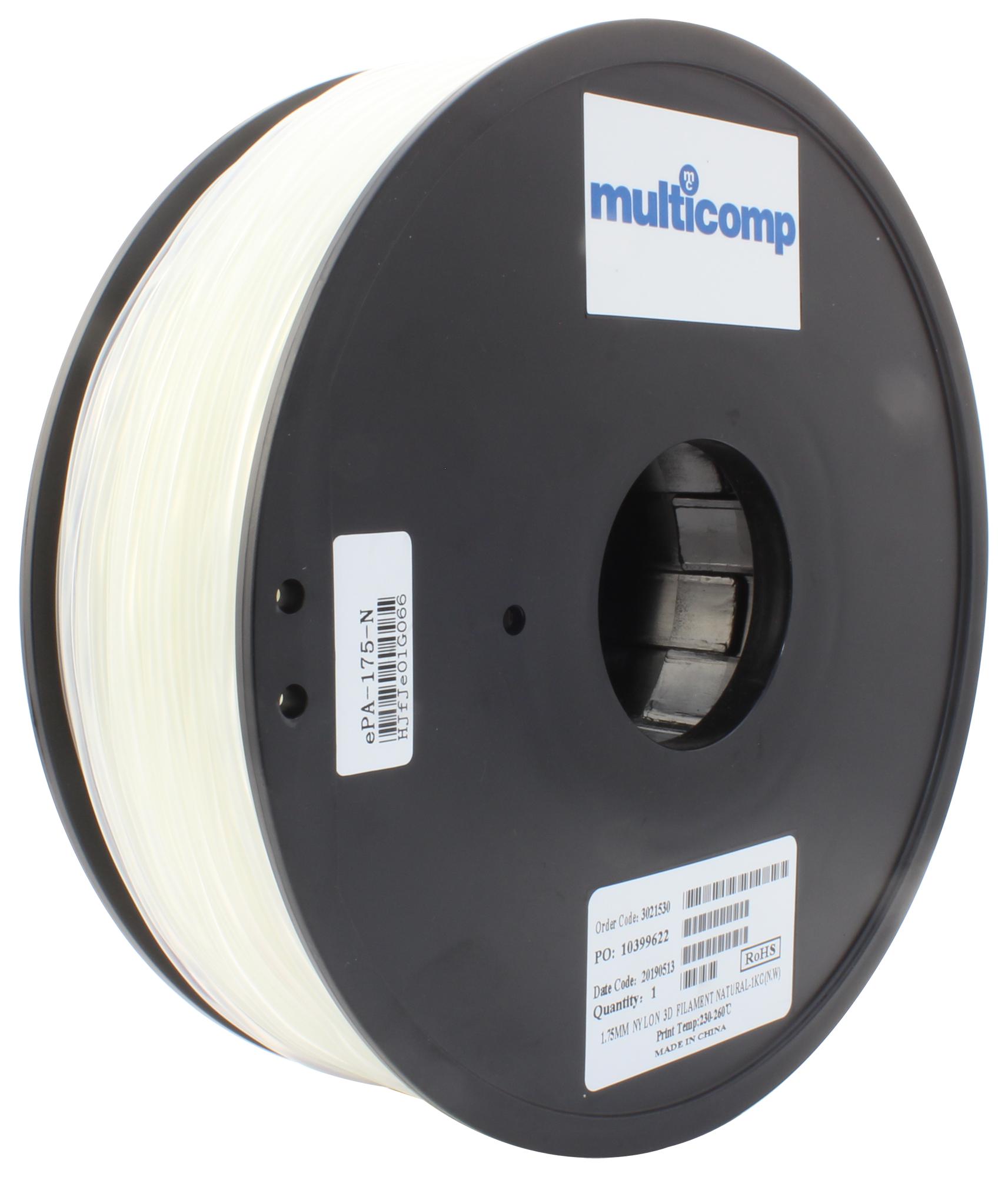 Multicomp Pro Mc011476 3D Printer Filament, Nylon, 1.75mm, Nat