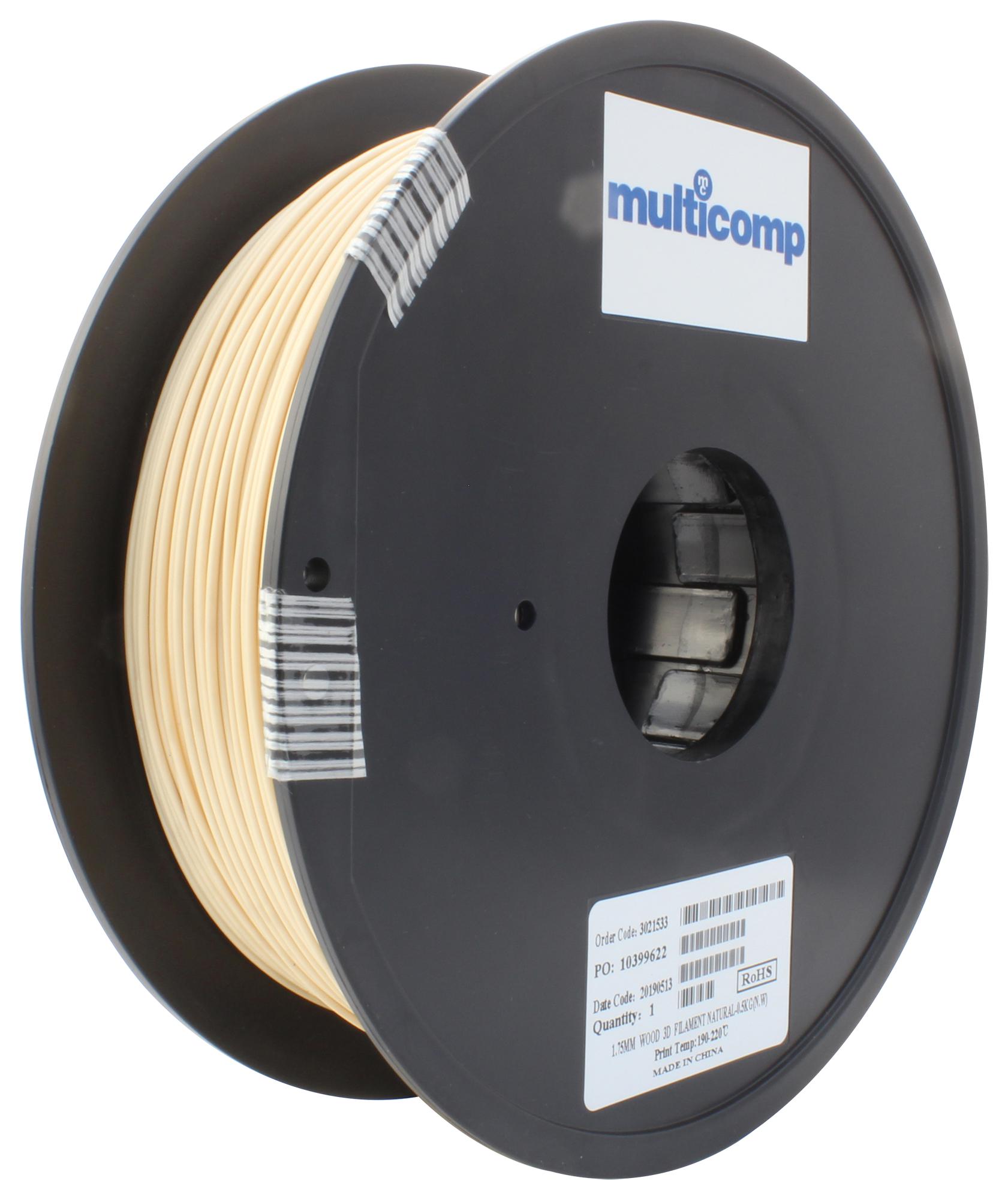 Multicomp Pro Mc011478 3D Printer Filament, Wood, 1.75mm, Nat