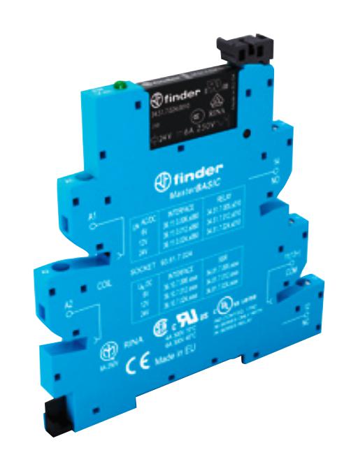 Finder Relays Relays 390100240060 Power Relay, Spdt, 24V, 6A, Din Rail