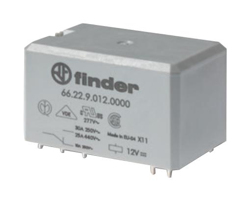 Finder Relays Relays 662290240600 Power Relay, Dpst-No, 24Vdc, 30A, Tht