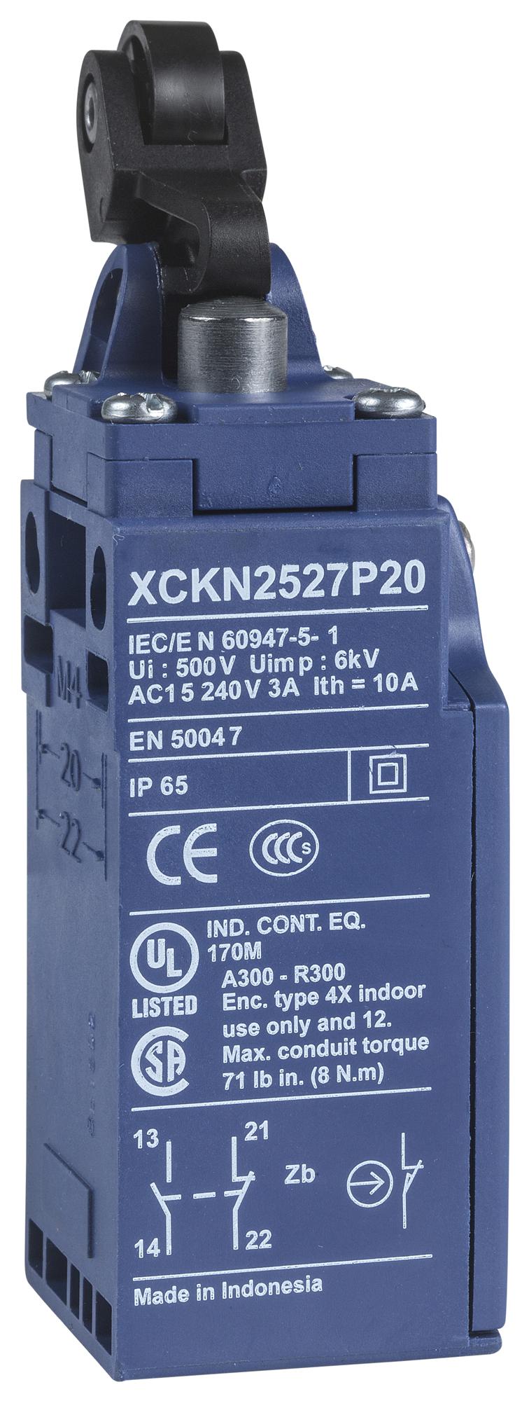 Telemecanique Sensors Xckn2527P20 Limit Switch, Spst-No/nc, Roller Plunger