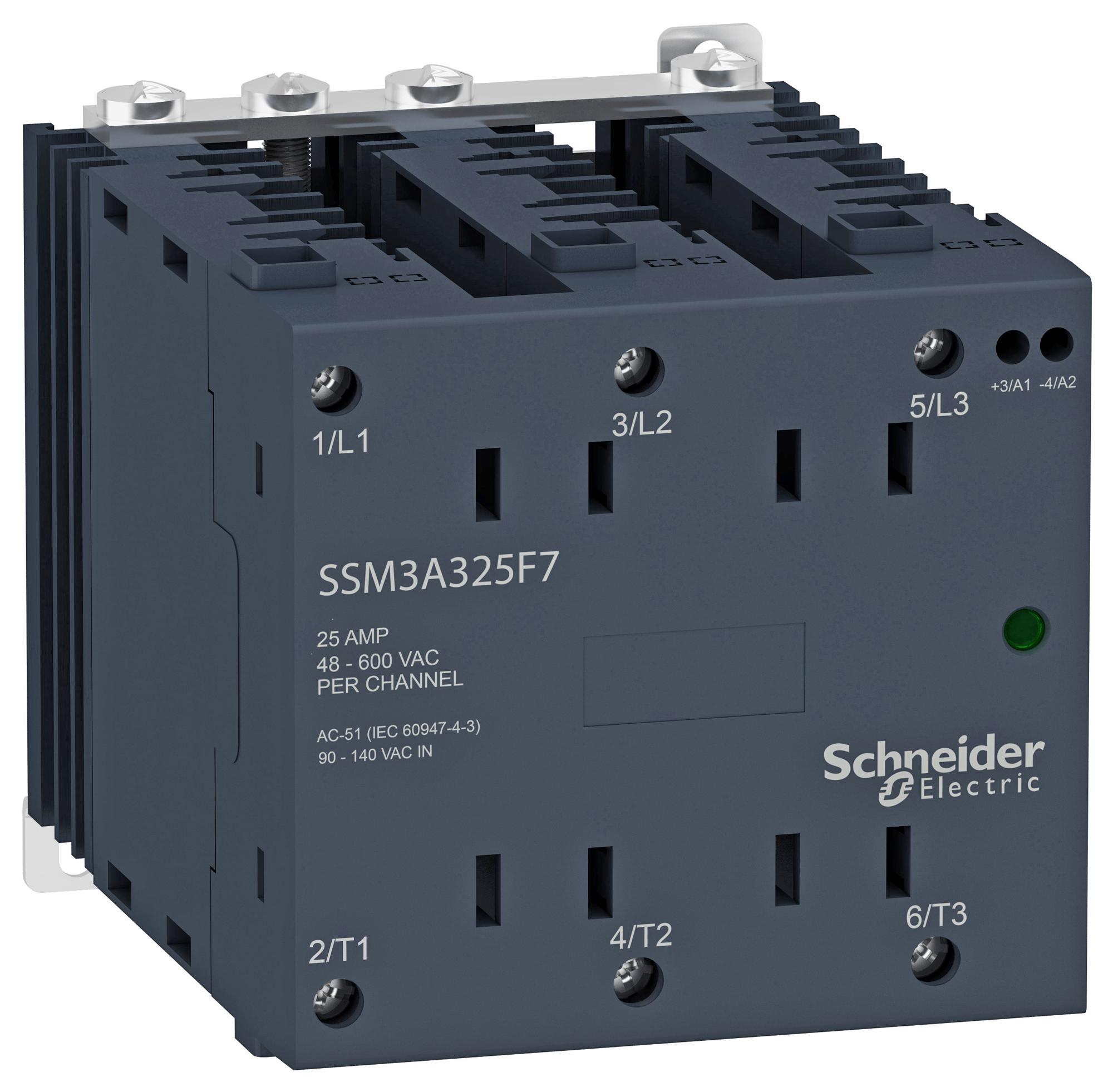 Schneider Electric Ssm3A325Bdr Solid State Relay, 3Pst-No, 25A, 600Vac