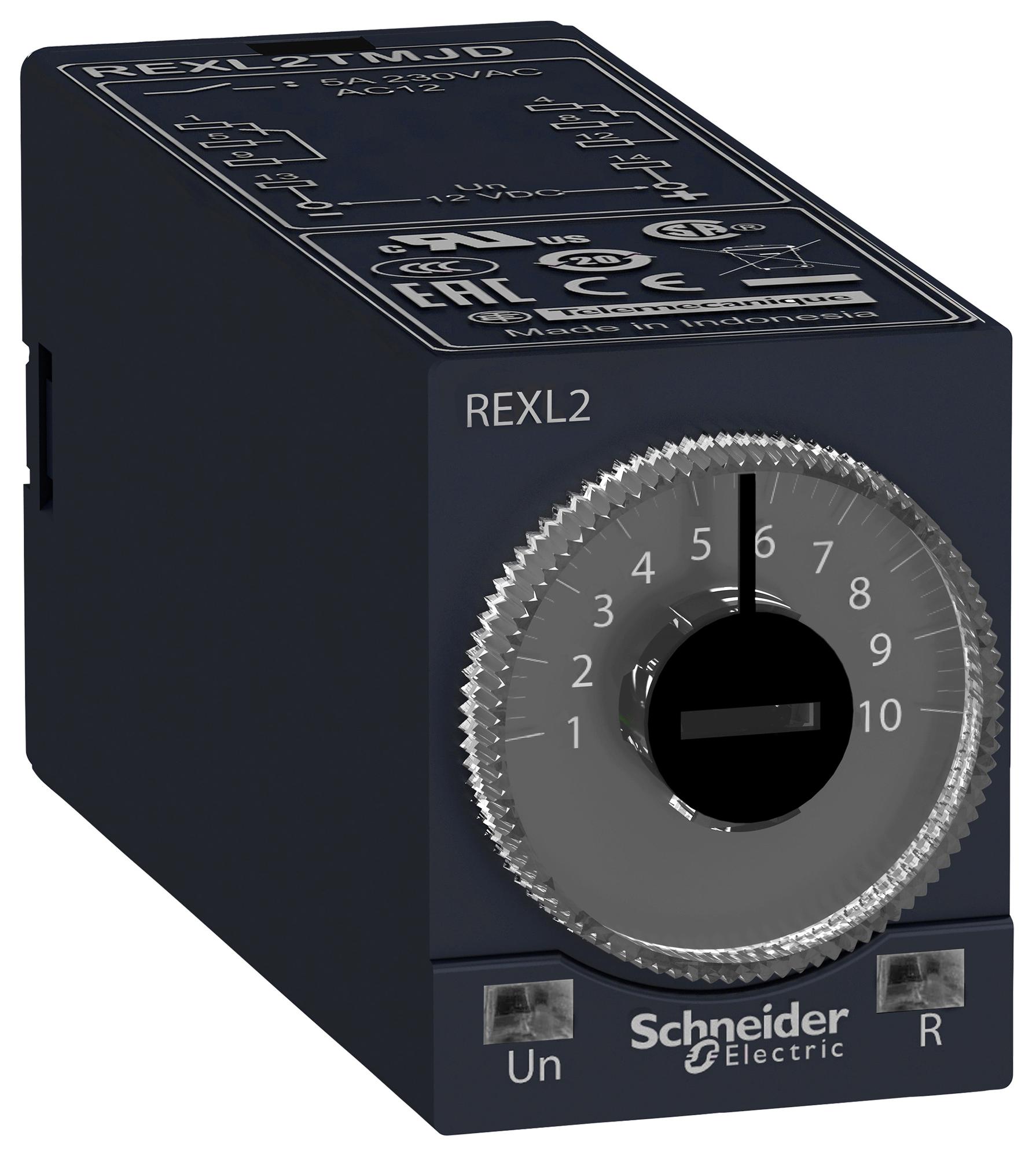 Schneider Electric Rexl2Tmb7 Time Delay Relay, Dpdt, 0.1S-100H, Skt