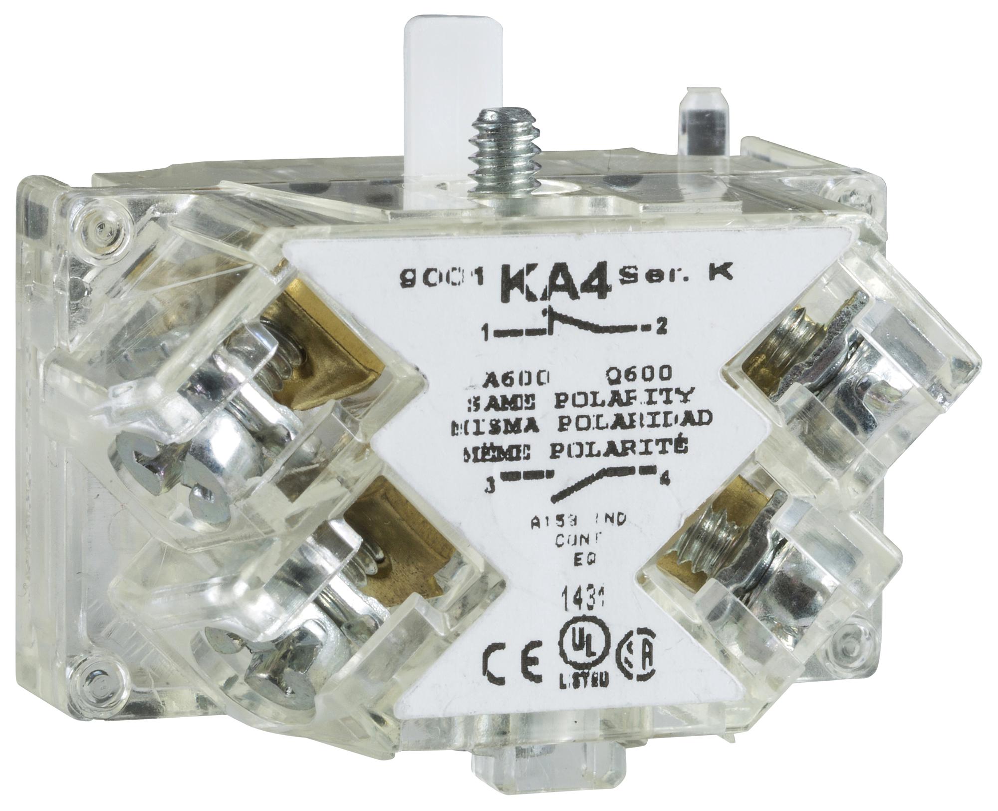 Schneider Electric 9001Ka4 Contact Block, 600V, 10A, 2Pole