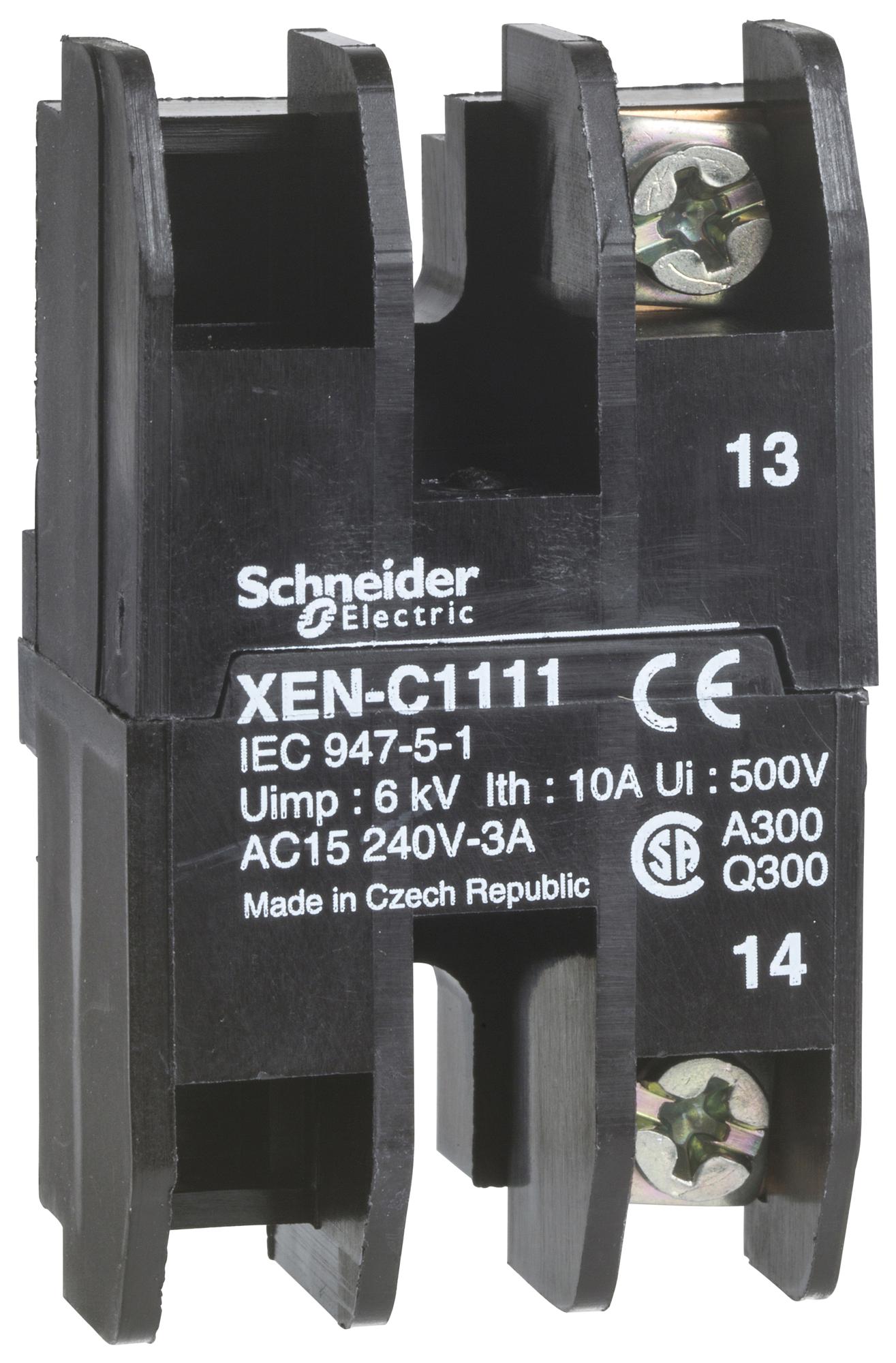 Schneider Electric Xenc1121 Contact Block, 3A, 240Vac, Screw Clamp