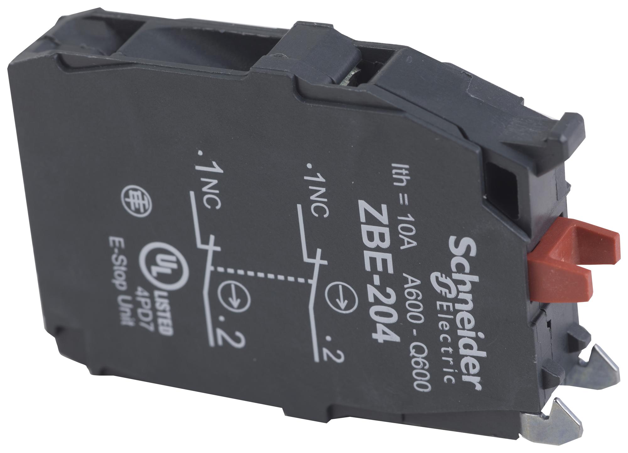 Schneider Electric Zbe504 Contact Block, 1.1A, 125V, Clamp