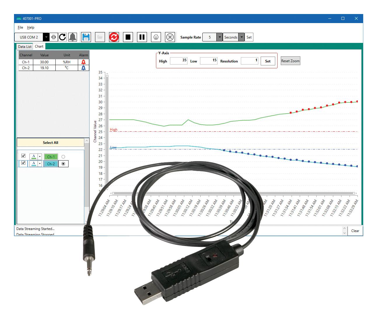 Extech Instruments 407001-Pro Data Acquisition Software/cable, Meter