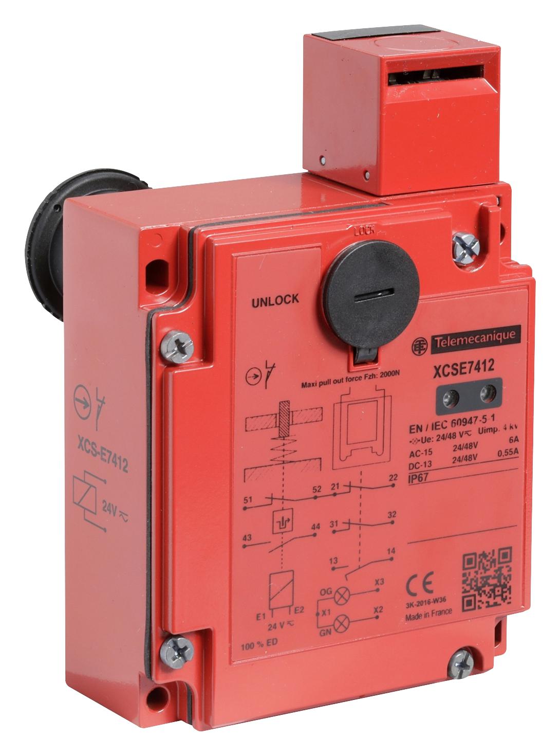 Telemecanique Sensors Xcse7412 Safety Switch, Dpst-Nc/spst-No, 3A, 120V