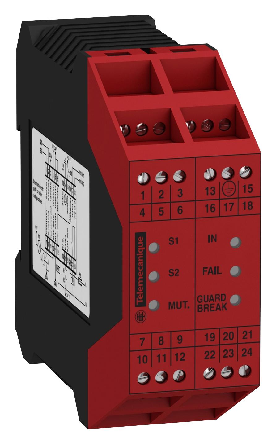 Telemecanique Sensors Xpslcmut1160 Safety Muting Mod, 2 Relay O/p, Din Rail