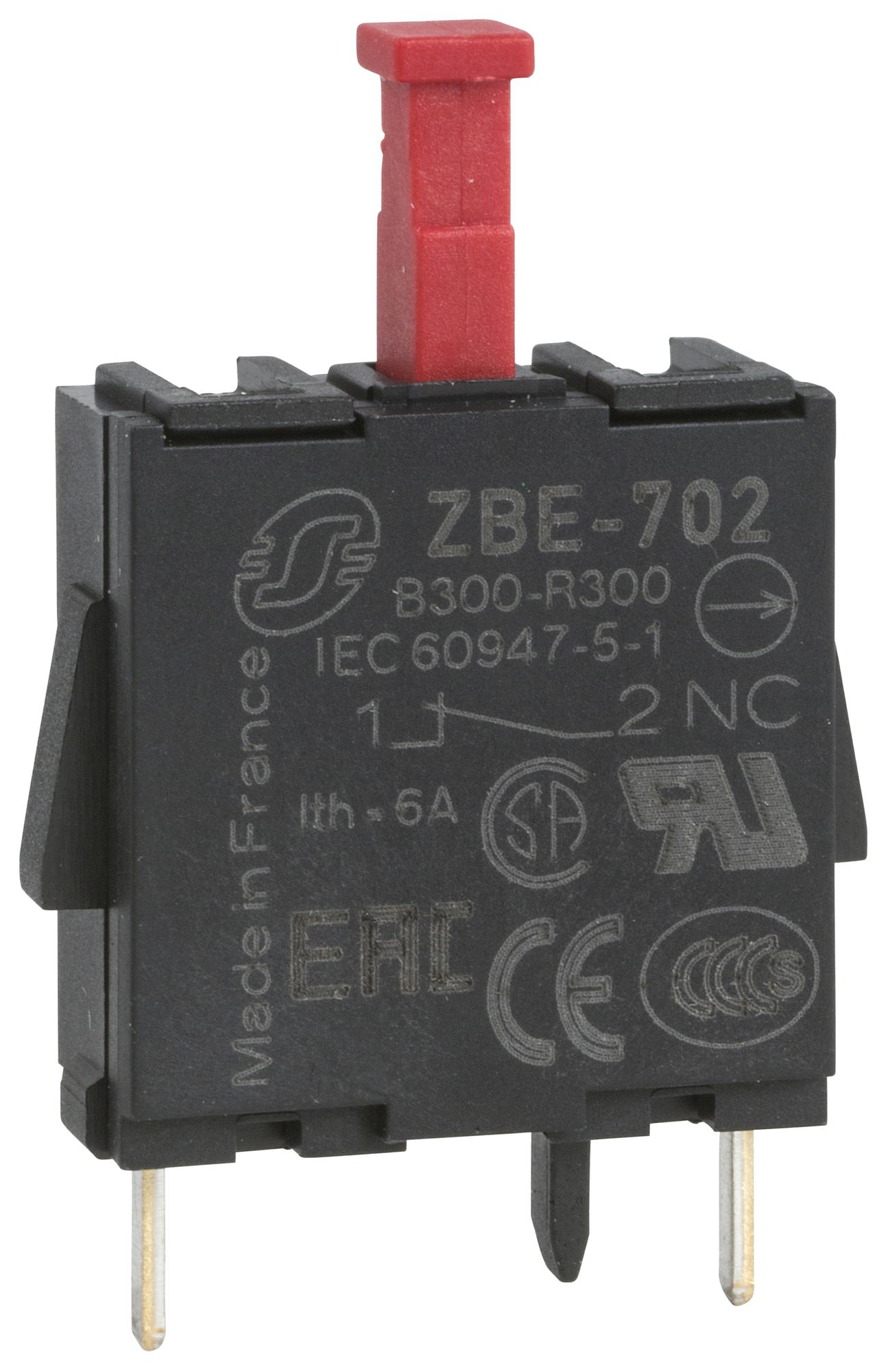 Schneider Electric Zbe702 Contact Block, 3A, 120Vac, Th