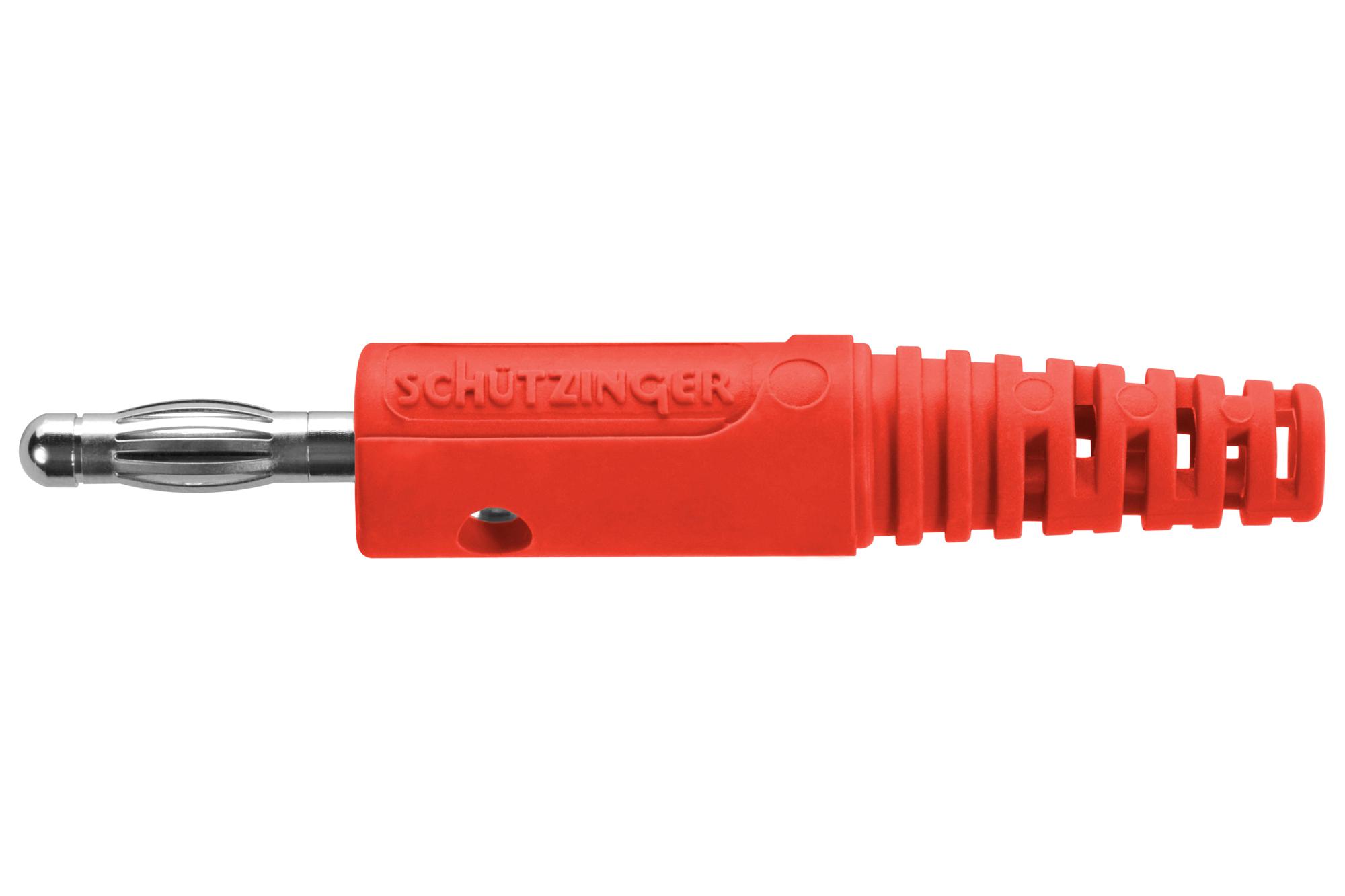 Schutzinger Fk 8 L NI / Rt Connector, Banana, Plug, 32A, Red, Solder