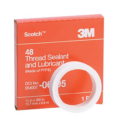 3M 48 (1/2x22Ft) Sealing Tape, Ptfe, 6.6M X 12.7mm