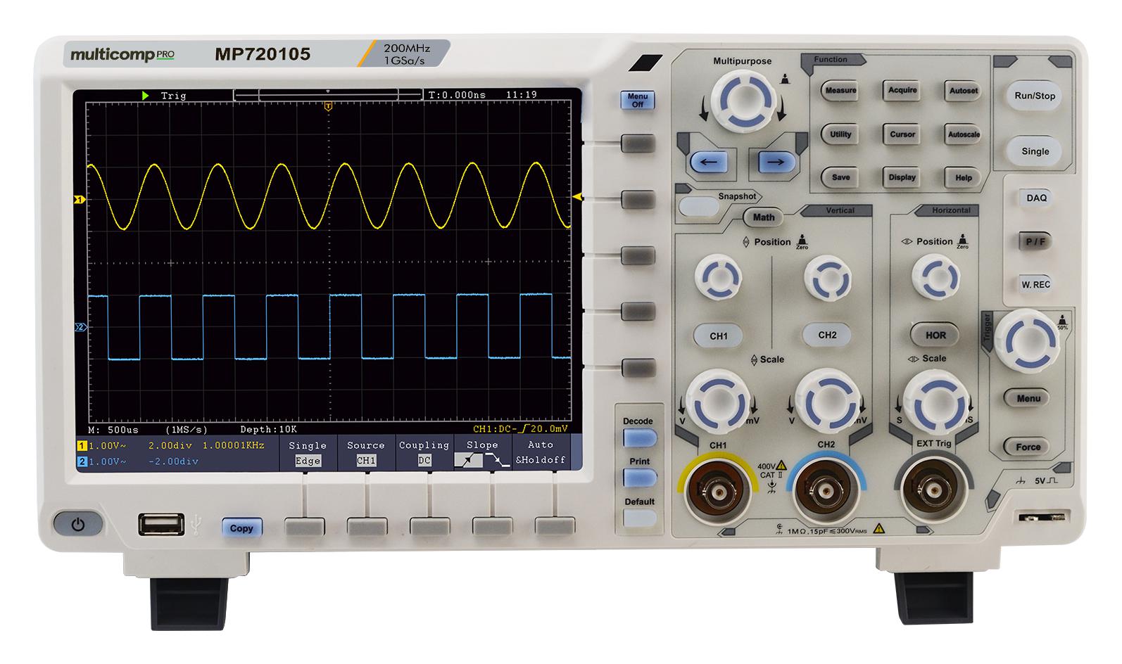 Multicomp Pro Mp720105 Dso, 200Mhz, 1Gsps, 1.7Ns