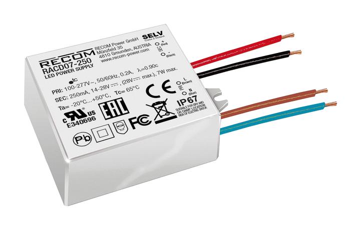 RECOM Power Racd07-700 Led Driver, Ac-Dc, Cc Mode, 7W