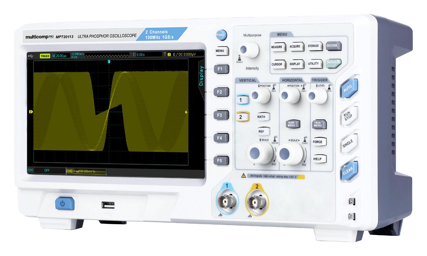 Multicomp Pro Mp720113 Oscilloscope, 100Mhz, 1Gsps, Wvga Tft