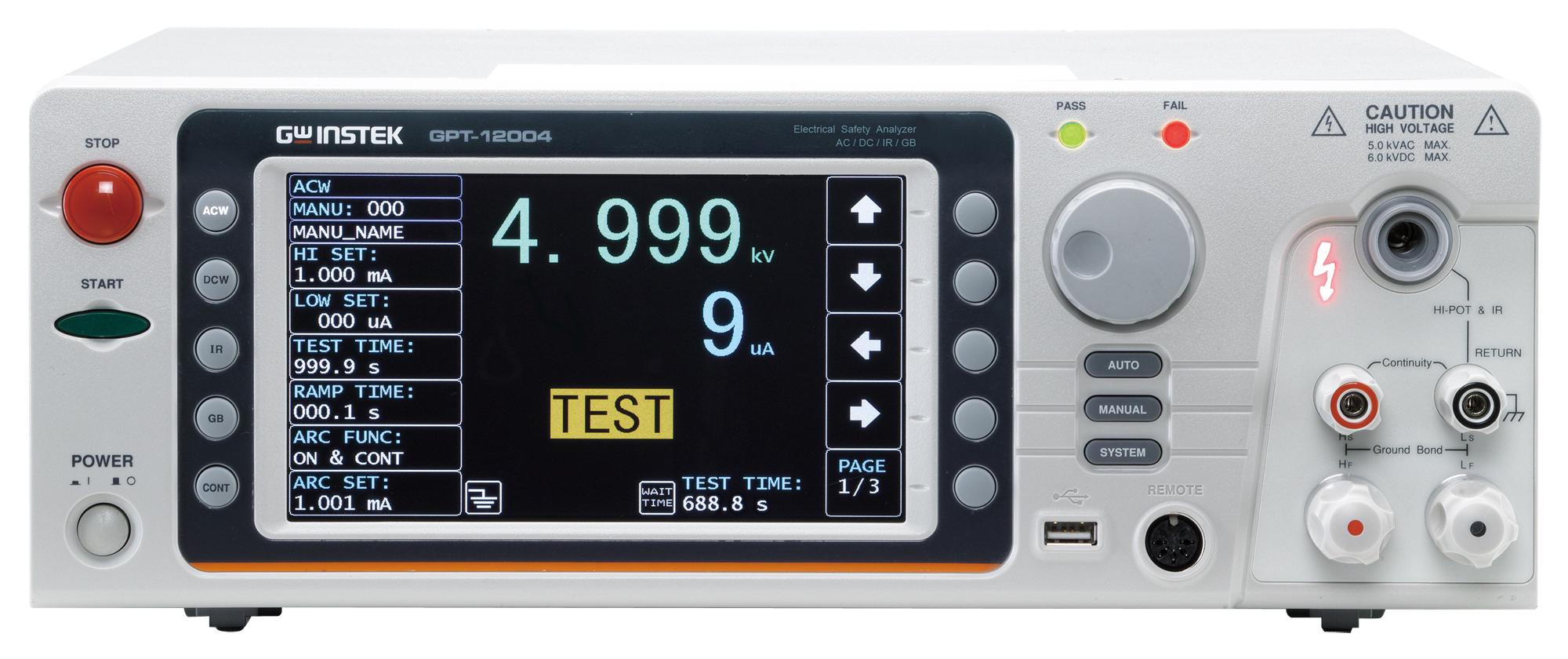 Gw Instek Gpt-12004 (Ce) Ac/dc/ir/gb Electrical Safety Analyzer