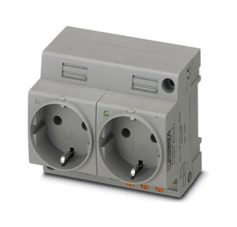 Phoenix Contact 804049 Mains Socket, 2X 2P, 16A, 250V, Din Rail