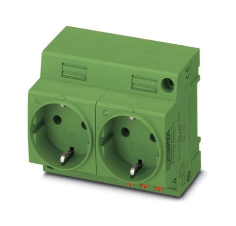 Phoenix Contact 804050 Mains Socket, 2X 2P, 16A, 250V, Din Rail