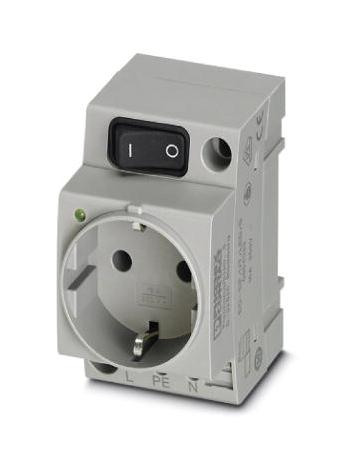 Phoenix Contact 804033 Mains Socket, 2P, 16A, 250V, Din Rail