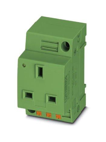 Phoenix Contact 804066 Mains Socket, 2P+E, 13A, 250V, Din Rail