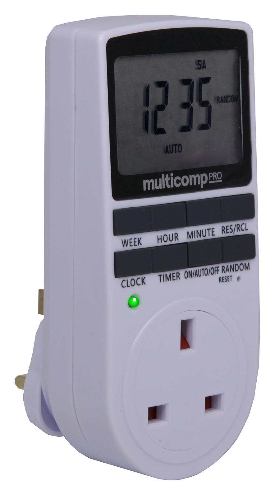 Multicomp Pro Mp001189 Digital Timer Sw Socket, 13A, 230Vac, Uk