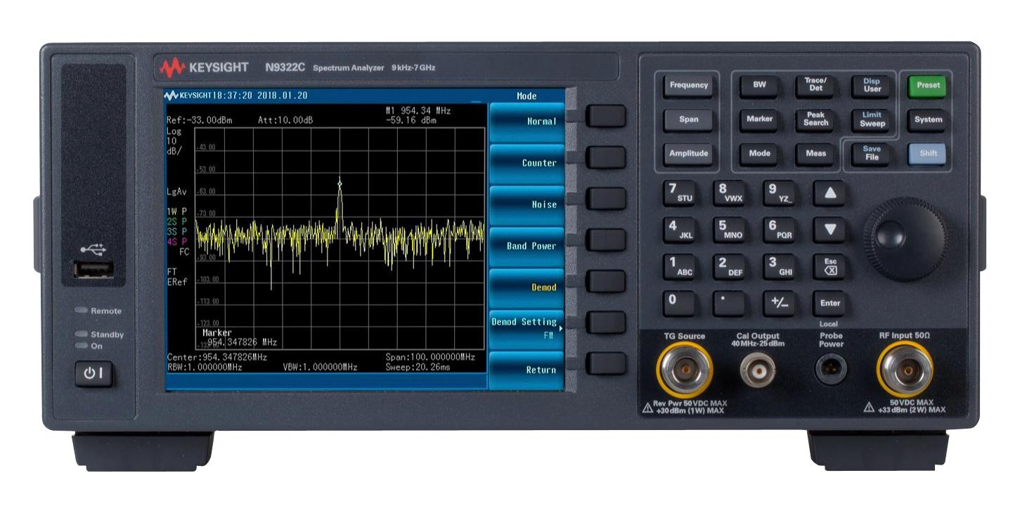 Keysight Technologies N9322C Spectrum Analyser, Bench, 9Khz-7Ghz