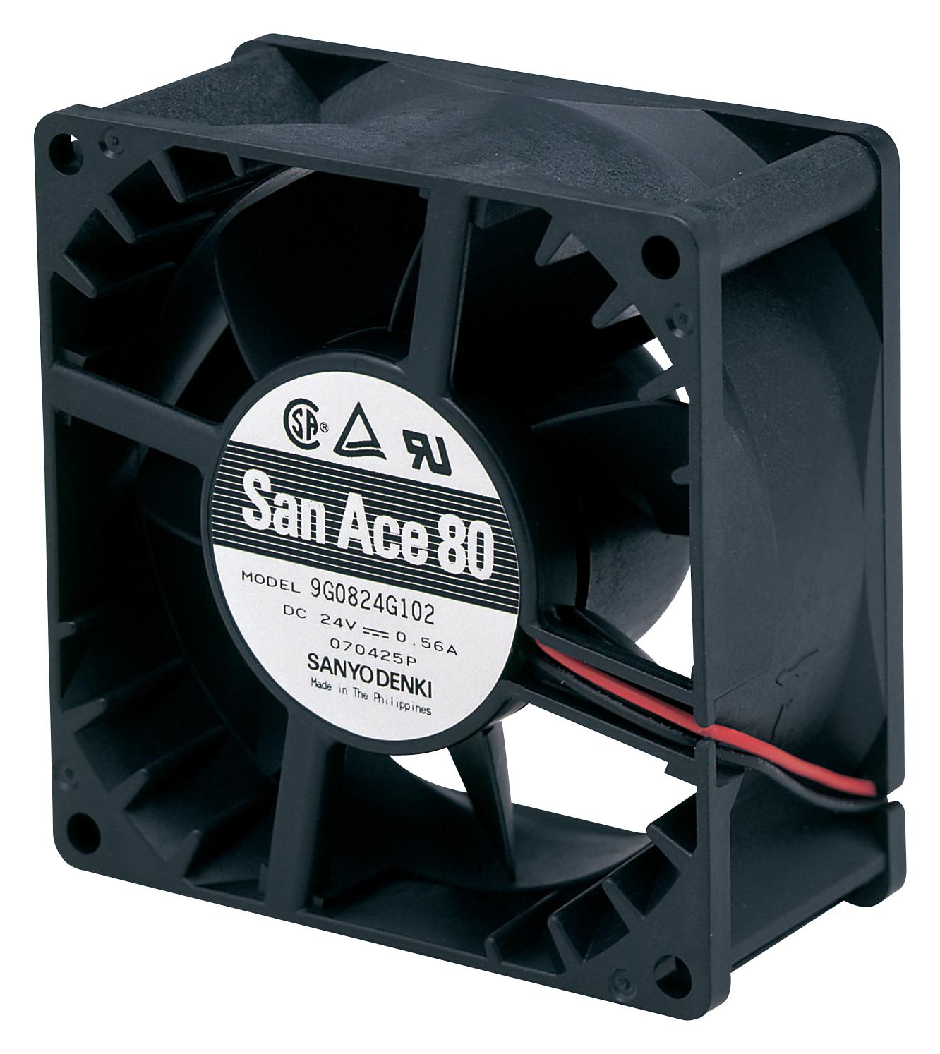 Sanyo Denki 9G0812P1H03 Dc Axial Fan, 80.5Cu.ft/min, Ball, 80mm