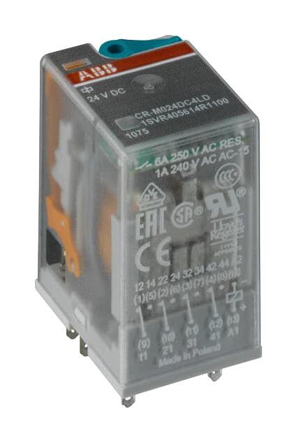 Abb 1Svr405613R4100 Power Rly, Dc, 4Pdt, 12Vdc, 6A, 250V