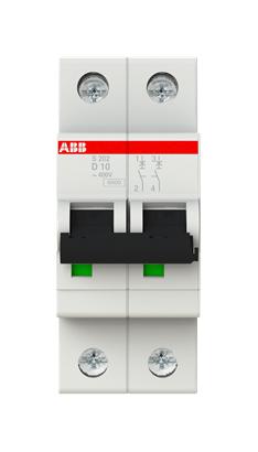 Abb S202-D10 Circuit Breaker, Thermal Mag, 2 Pole