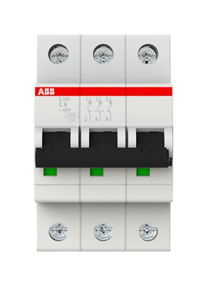 Abb S203-C6 Circuit Breaker, Thermal Mag, 3 Pole