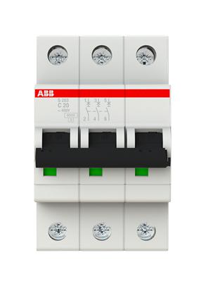 Abb S203-C20 Circuit Breaker, Thermal Mag, 3 Pole