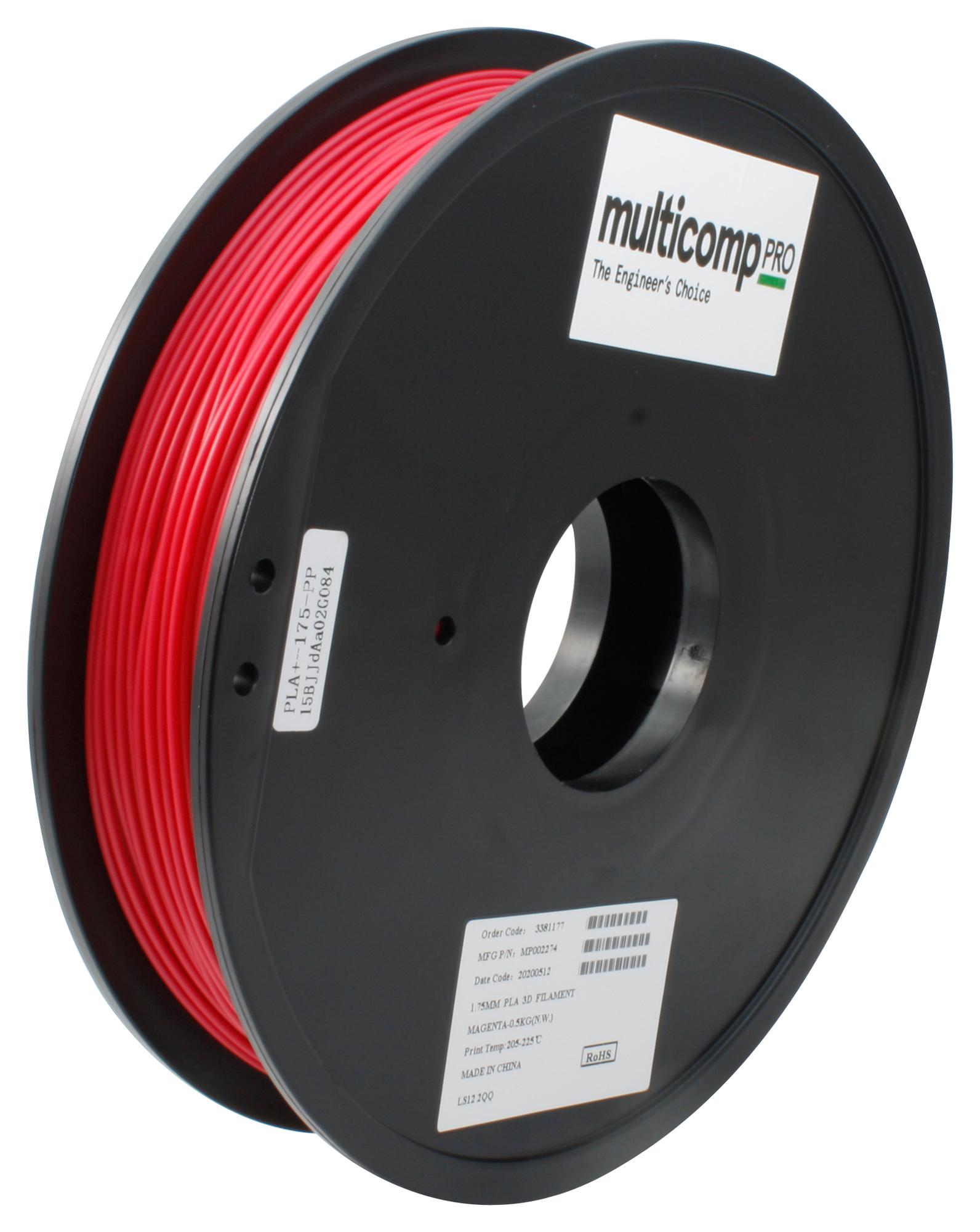 Multicomp Pro Mp002274 3D Printer Filament, Pla/1.75mm/mag/500G