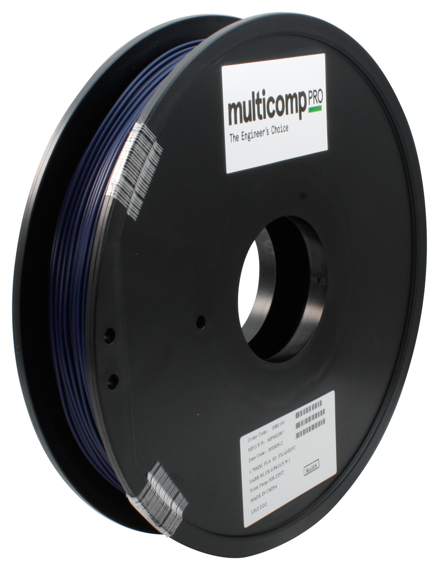 Multicomp Pro Mp002287 3D Printer Filament, Pla/1.75mm/blu/500G