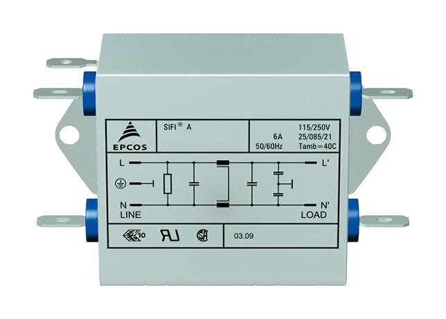 EPCOS B84111A0000A120 Power Line Filter, 1 Phase, 250V, 20A