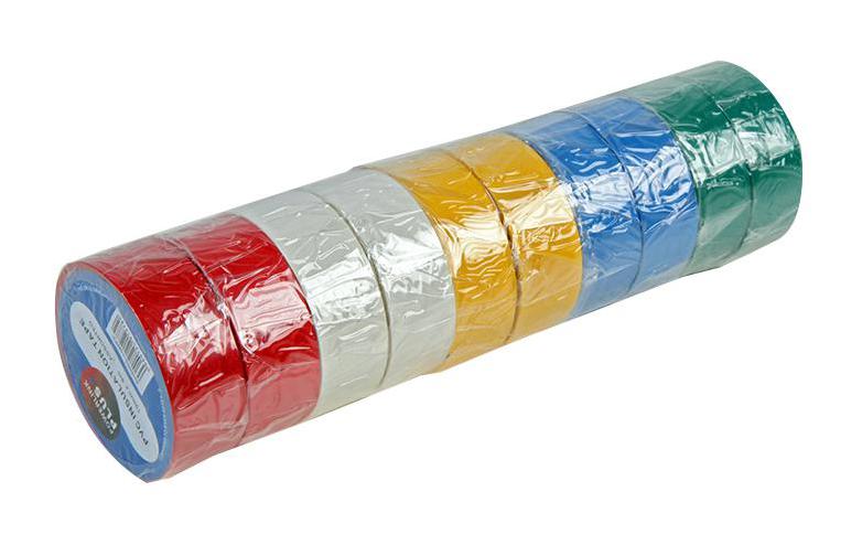 Multicomp Pro Mp002164 Tape, Pvc, 19mm X 8M, Multicolour, Pk10