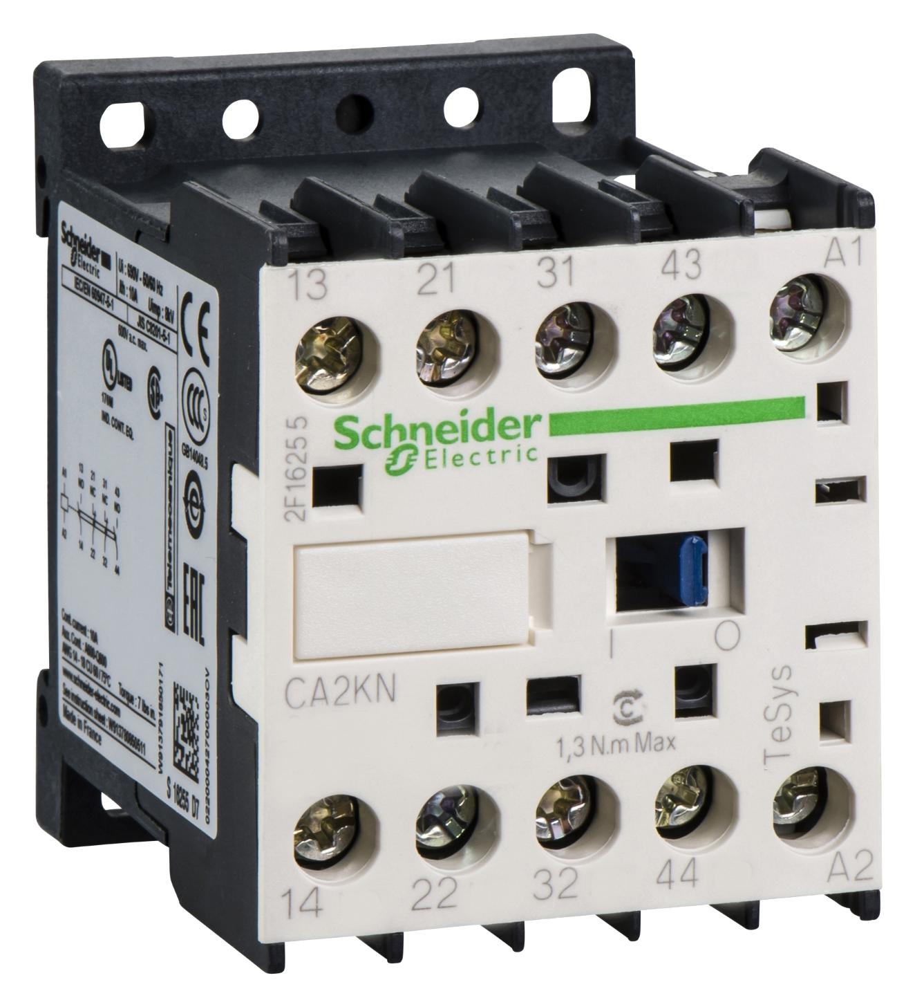 Schneider Electric Ca2Kn22G7 Contactor, Dpst-No/nc, 120Vac, Din Rail