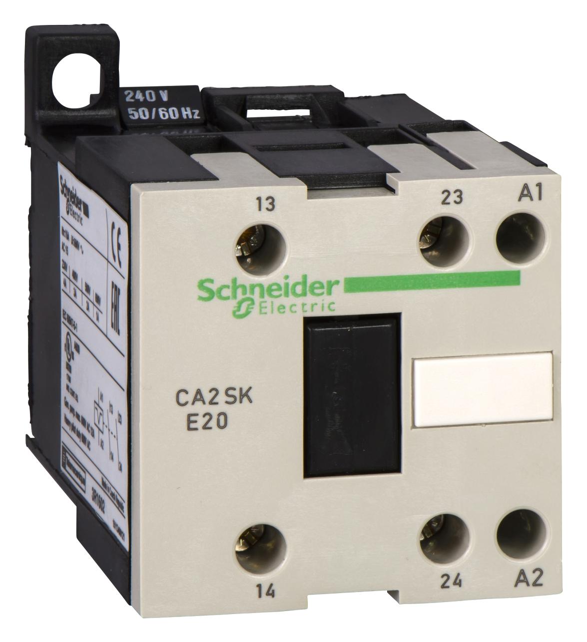 Schneider Electric Ca2Ske20U7 Contactor, Dpst-No, 240V, Din Rail/panel