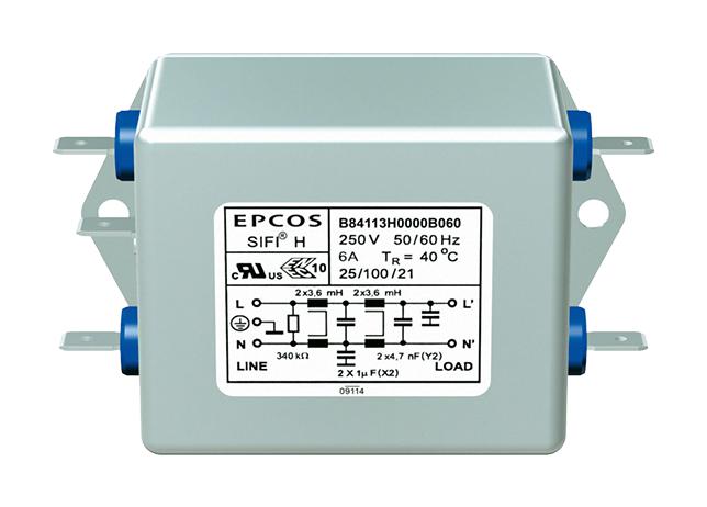 EPCOS B84113H0000B060 Power Line Filter, Standard, 6A, 250V