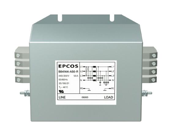 EPCOS B84144A0050R000 Power Line Filter, 3 Phase, 50A, 440Vac