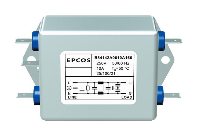 EPCOS B84142A0010A166 Power Line Filter, 1-Phase, 10A, 250V