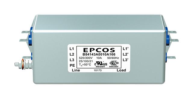 EPCOS B84143A0010A166 Power Line Filter, 3-Phase, 10A, 520Vac